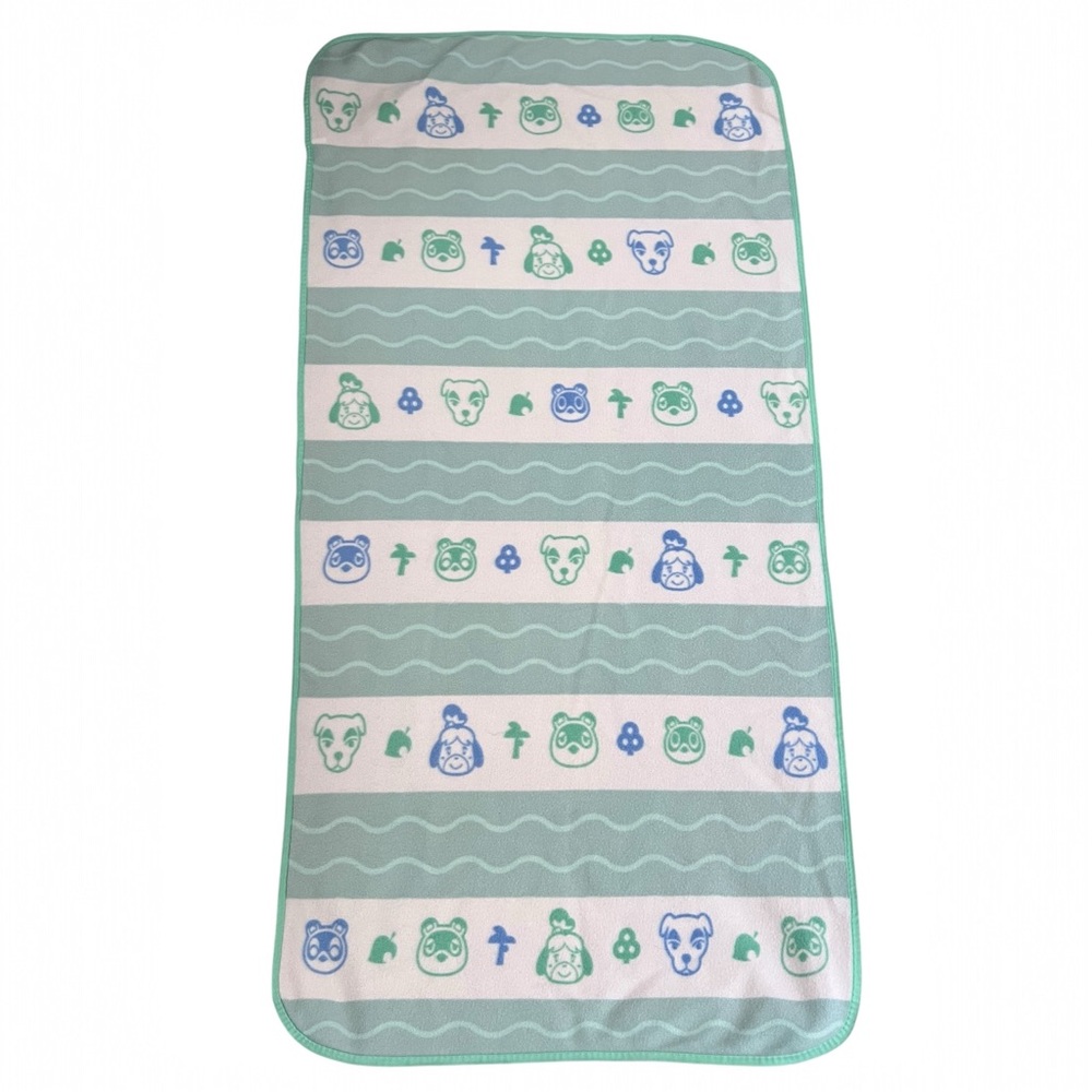 CultureFly Animal Crossing Fleece Throw Blanket Mint Green Stripe ACNH